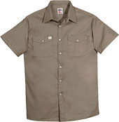 Product: Men's Big Bill Premium Short-Sleeve Work Shirt with Button-Front Closure 137-TAN