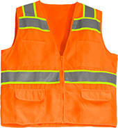 MAX Apparel Hi-Viz ANSI Class 2 Solid Twill 6 Pocket Orange Safety Vest MAX447