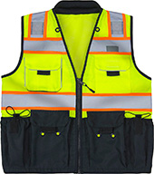 MAX Apparel Hi-Viz ANSI Class 2 Deluxe Black Bottom Surveyors Vest MAX490