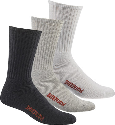 Wolverine 4 Pair Pack Cotton Crew Sock U.S.A. W91102670 Steel